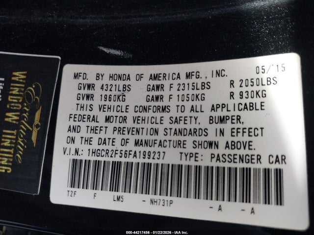 1HGCR2F56FA199237 Honda Accord Sport