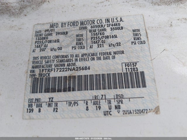 2002 FORD F-150 1FTRF17222NA25684 Photo 8