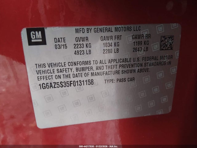 2015 CADILLAC CTS 1G6AZ5S35F0131158 Photo 8