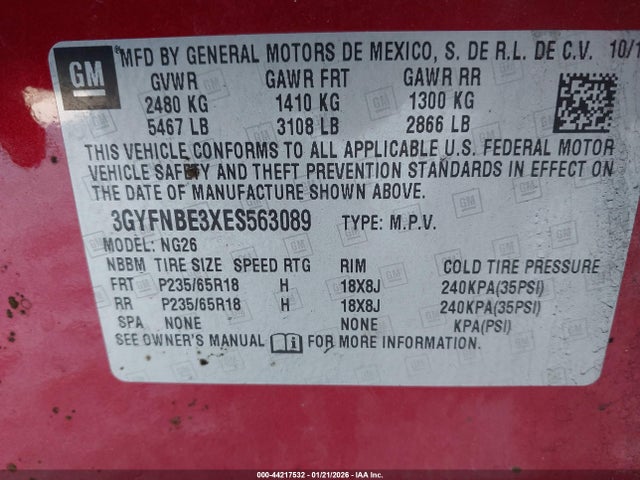 2014 CADILLAC SRX 3GYFNBE3XES563089 Photo 8