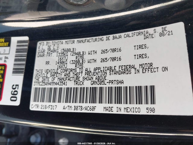 3TMCZ5AN4MM443541 Toyota Tacoma Trd Off-road