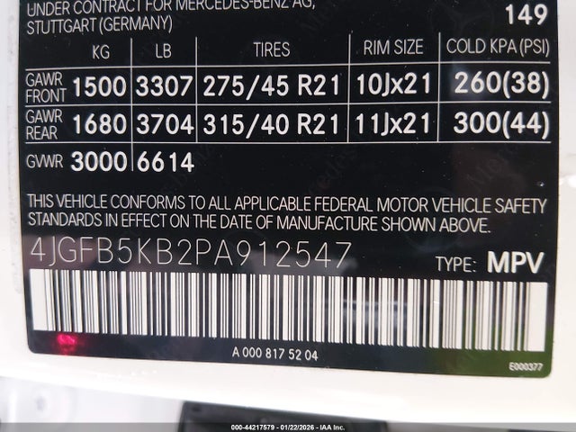 4JGFB5KB2PA912547 Mercedes-Benz Gle 450 4matic