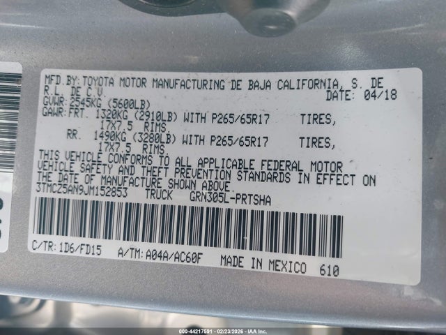 3TMCZ5AN9JM152853 Toyota Tacoma Trd Sport