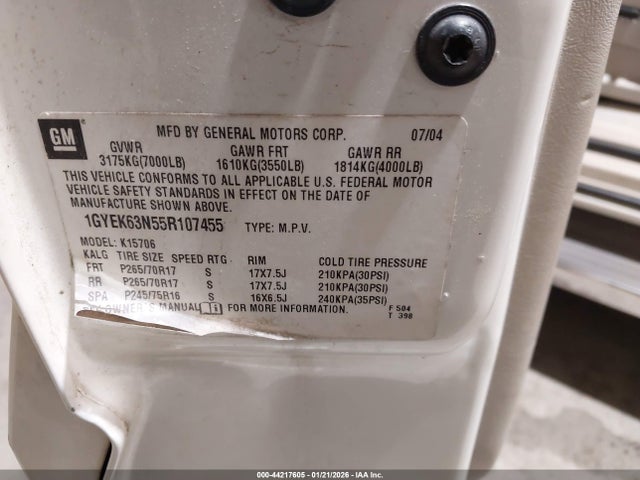 2005 CADILLAC ESCALADE 1GYEK63N55R107455 Photo 8