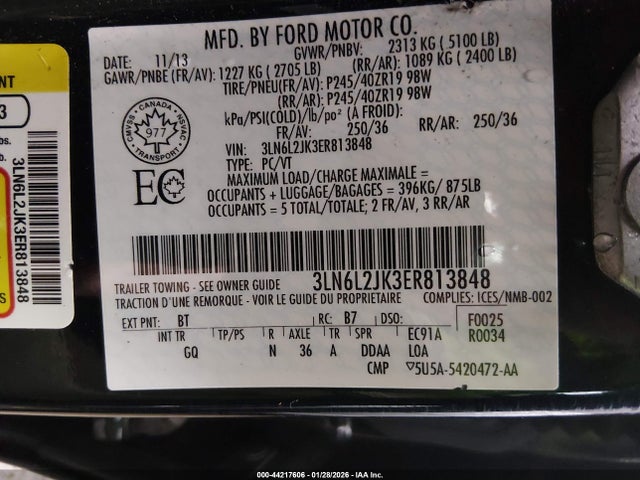 3LN6L2JK3ER813848 Lincoln MKZ
