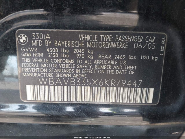 2006 BMW 330I WBAVB335X6KR79447 Photo 8