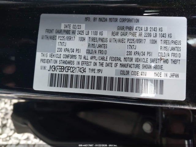 Aukcja sprzedaży 2023 Mazda Cx-5 2.5 S Select, vin: JM3KFBBM3P0217434, numer aukcji: 44217687