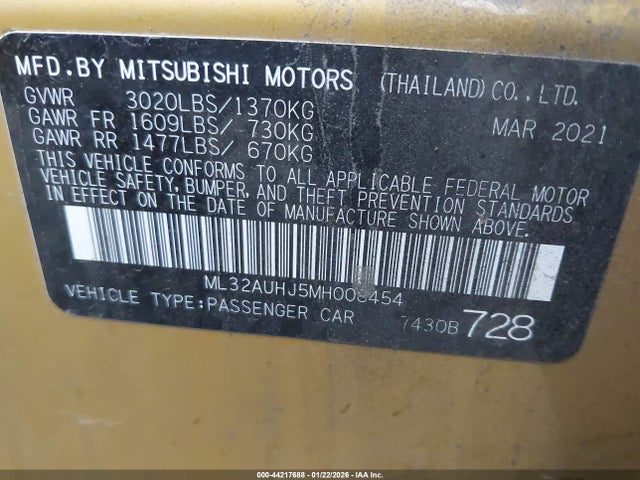 2021 MITSUBISHI MIRAGE ML32AUHJ5MH008454 Photo 8