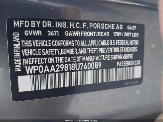 2008 PORSCHE CAYMAN WP0AA29818U760089 Photo 8