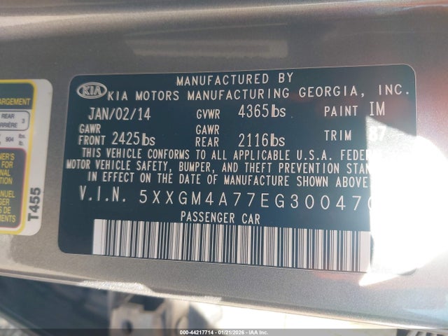 5XXGM4A77EG300470 KIA Optima Lx