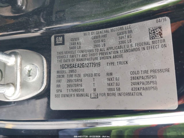 1GCHSAEA2G1277919 Chevrolet Colorado