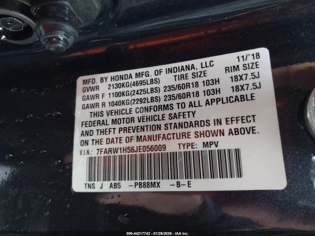 7FARW1H56JE056009 Honda CR-V EX