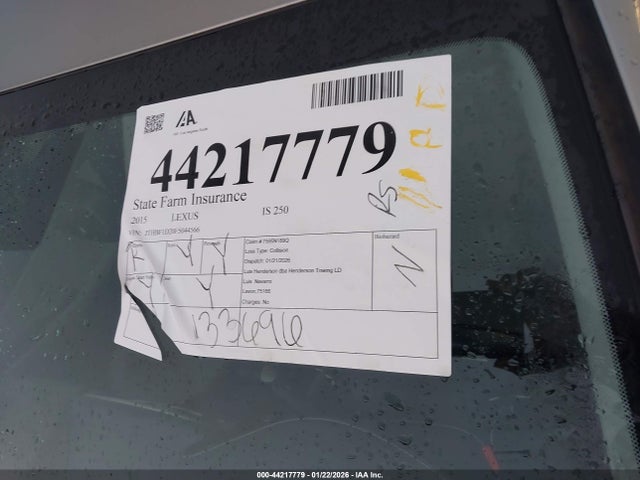 44217779 :رقم المزاد ، JTHBF1D20F5044566 vin ، 2015 Lexus Is 250 مزاد بيع