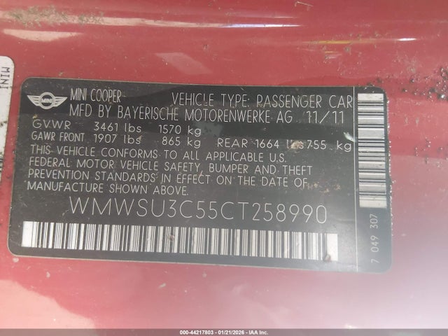 2012 MINI COOPER WMWSU3C55CT258990 Photo 8