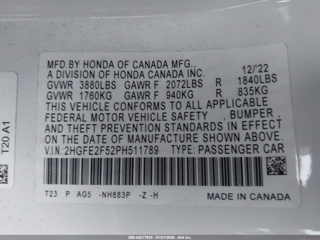 Honda Civic Sport 2023 2HGFE2F52PH511789 Image 9