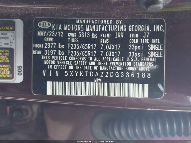 2013 KIA SORENTO 5XYKTDA22DG336188 Photo 8