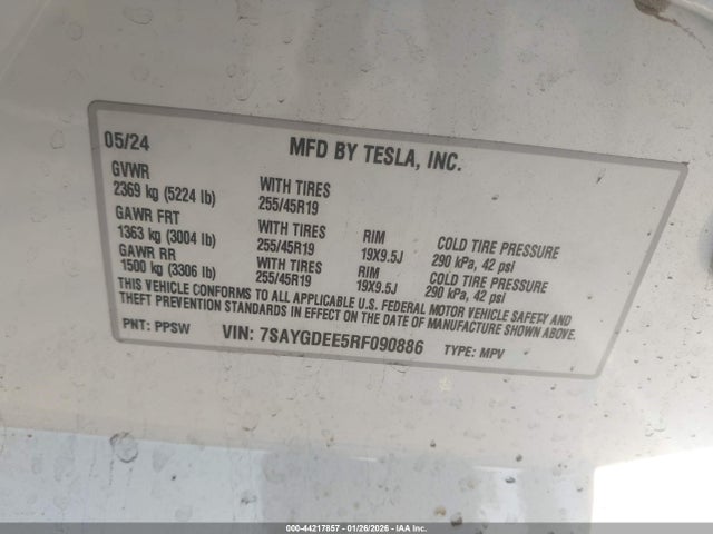 2024 TESLA MODEL Y 7SAYGDEE5RF090886 Photo 8
