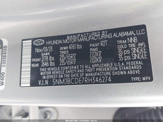 Hyundai TUCSON SEL 2024 5NMJBCDE7RH346274 Image 9
