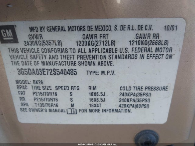 2002 BUICK RENDEZVOUS 3G5DA03E72S540485 Photo 8