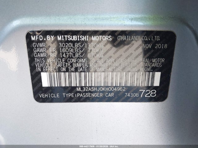 2019 MITSUBISHI MIRAGE ML32A5HJ0KH004962 Photo 8