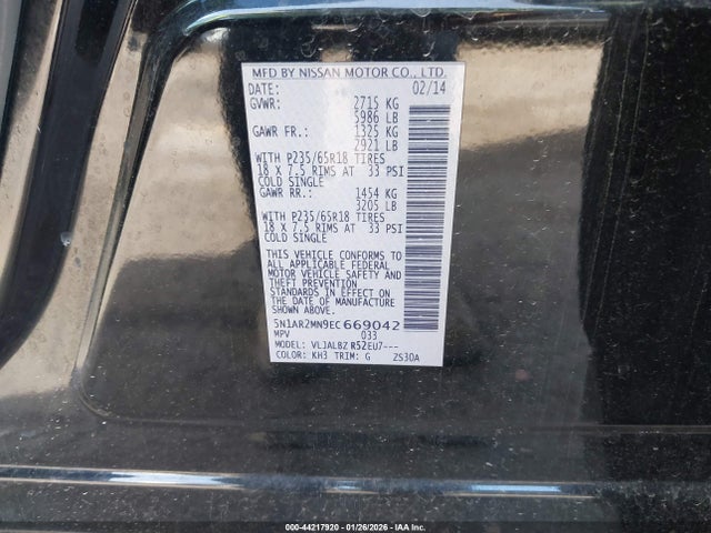 Nissan Pathfinder S 2014 5N1AR2MN9EC669042 Image 9