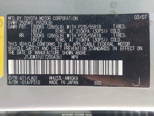 2007 LEXUS RX 400H JTJGW31U172004361 Photo 8