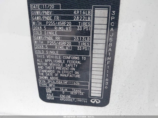 2021 INFINITI QX50 3PCAJ5BA1MF111636 Photo 8