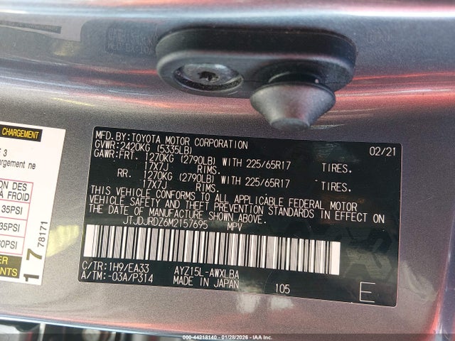 JTJDJRDZ6M2157695 Lexus NX 300H