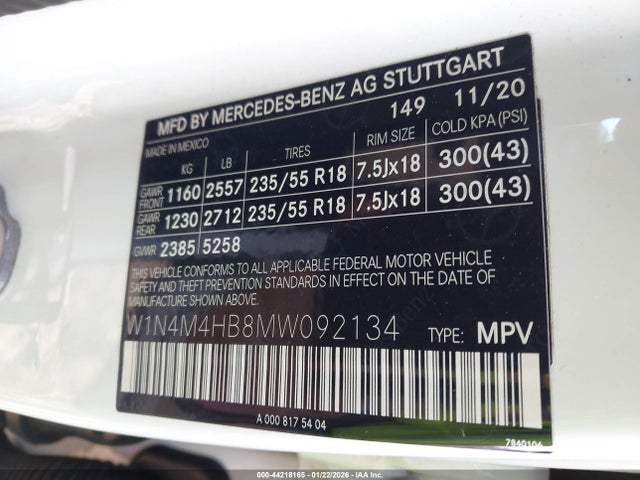 Продажа на аукционе авто 2021 Mercedes-benz Glb 250 4matic, vin: W1N4M4HB8MW092134, номер лота: 44218165