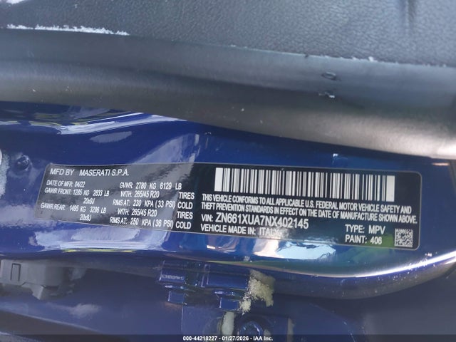 2022 MASERATI LEVANTE ZN661XUA7NX402145 Photo 8