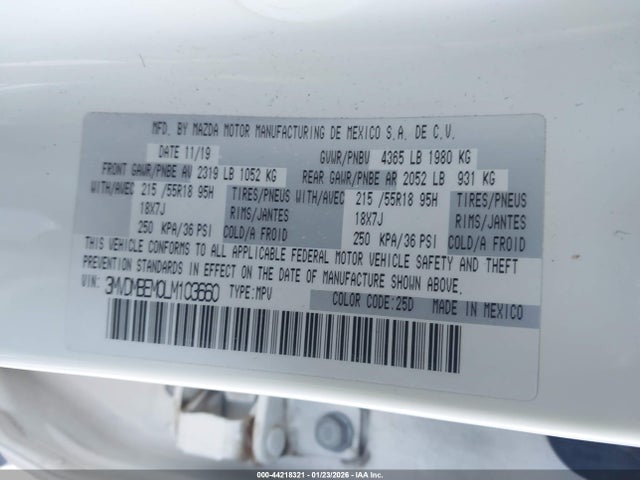 2020 Mazda Cx-30 Premium Package მანქანა იყიდება აუქციონზე, vin: 3MVDMBEM0LM103660, აუქციონის ნომერი: 44218321