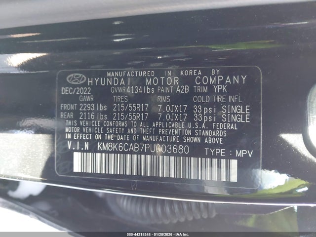 Aukcja sprzedaży 2023 Hyundai Kona Sel, vin: KM8K6CAB7PU003680, numer aukcji: 44218348