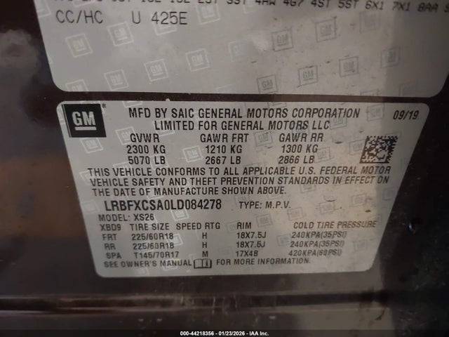 Aukcja sprzedaży 2020 Buick Envision Fwd Essence, vin: LRBFXCSA0LD084278, numer aukcji: 44218356