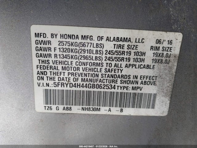 2016 ACURA MDX 5FRYD4H44GB062534 Photo 8
