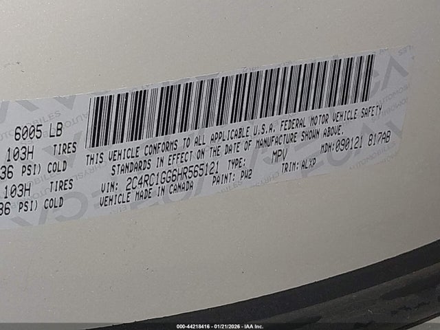 Chrysler Pacifica Limited 2017 2C4RC1GG6HR565121 Image 9