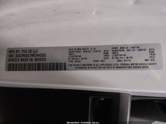 2021 RAM PROMASTER 2500 3C6LRVDG7ME544233 Photo 8