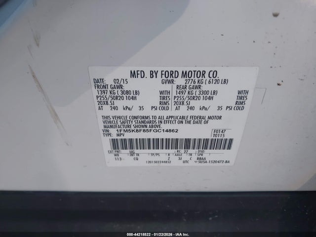 1FM5K8F85FGC14862 Ford Explorer Limited