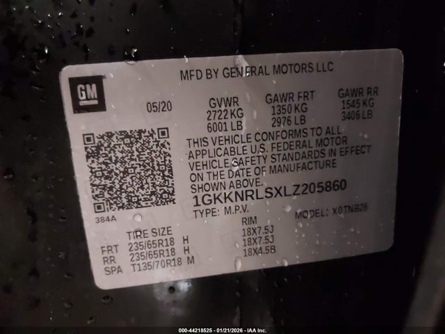 1GKKNRLSXLZ205860 GMC ACADIA SLE