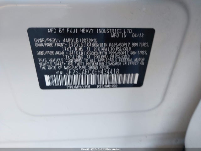 Aukcja sprzedaży 2014 Subaru Forester 2.5i Premium, vin: JF2SJAECXEH434418, numer aukcji: 44218537