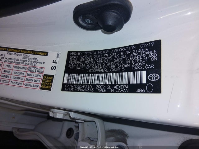 JTDDPRAE9LJ063415 Toyota COROLLA L