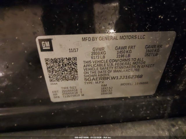 44218596 :رقم المزاد ، 5GAERBKW1JJ162368 vin ، 2018 Buick Enclave Essence مزاد بيع