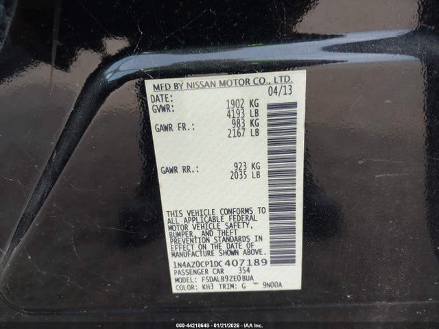 2013 Nissan Leaf S მანქანა იყიდება აუქციონზე, vin: 1N4AZ0CP1DC407189, აუქციონის ნომერი: 44218648