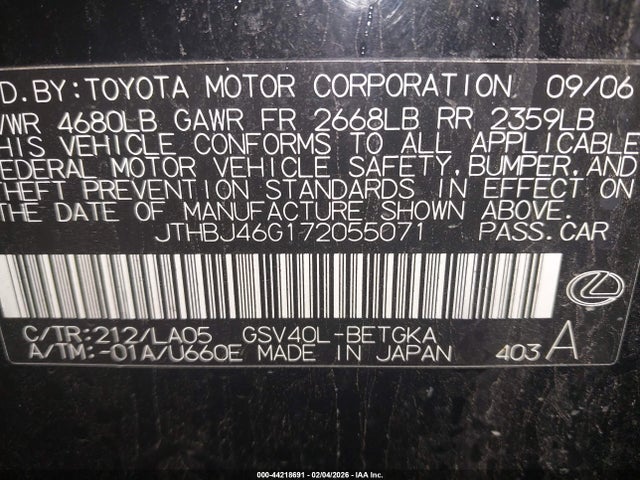 2007 LEXUS ES 350 JTHBJ46G172055071 Photo 8