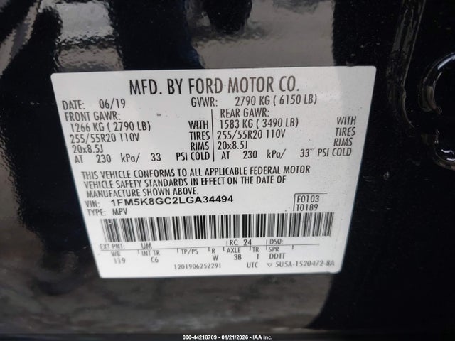 1FM5K8GC2LGA34494 Ford Explorer St