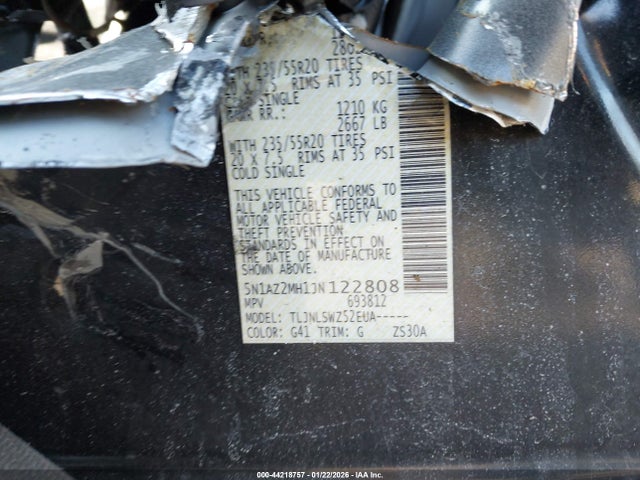 5N1AZ2MH1JN122808 Nissan Murano Platinum