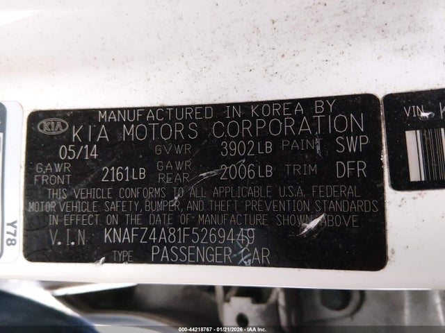 KNAFZ4A81F5269449 KIA FORTE EX