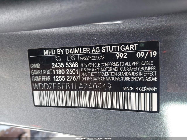 2020 MERCEDES-BENZ E 350 WDDZF8EB1LA740949 Photo 8