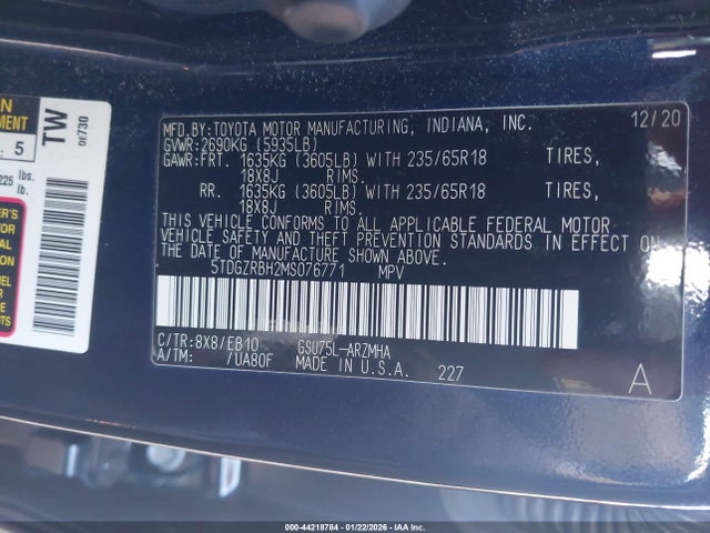 Toyota Highlander Xle 2021 5TDGZRBH2MS076771 Image 9
