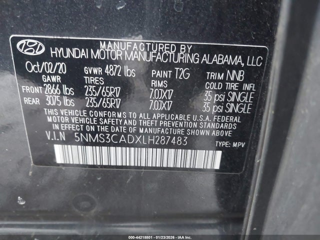 2020 HYUNDAI SANTA FE 5NMS3CADXLH287483 Photo 8
