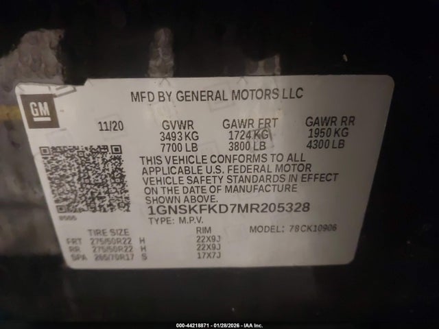 2021 CHEVROLET SUBURBAN 1GNSKFKD7MR205328 Photo 8